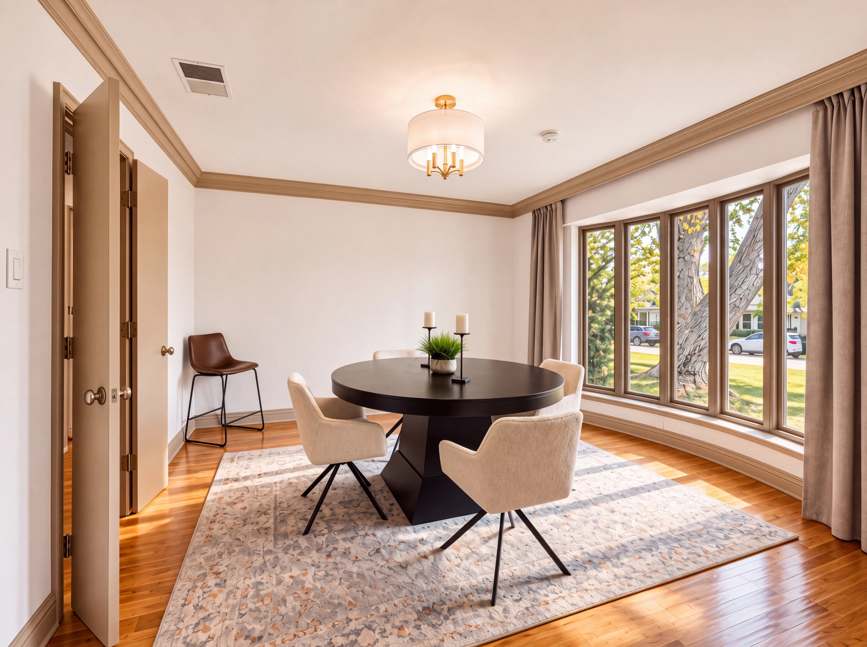 Dining room wrapped in windows