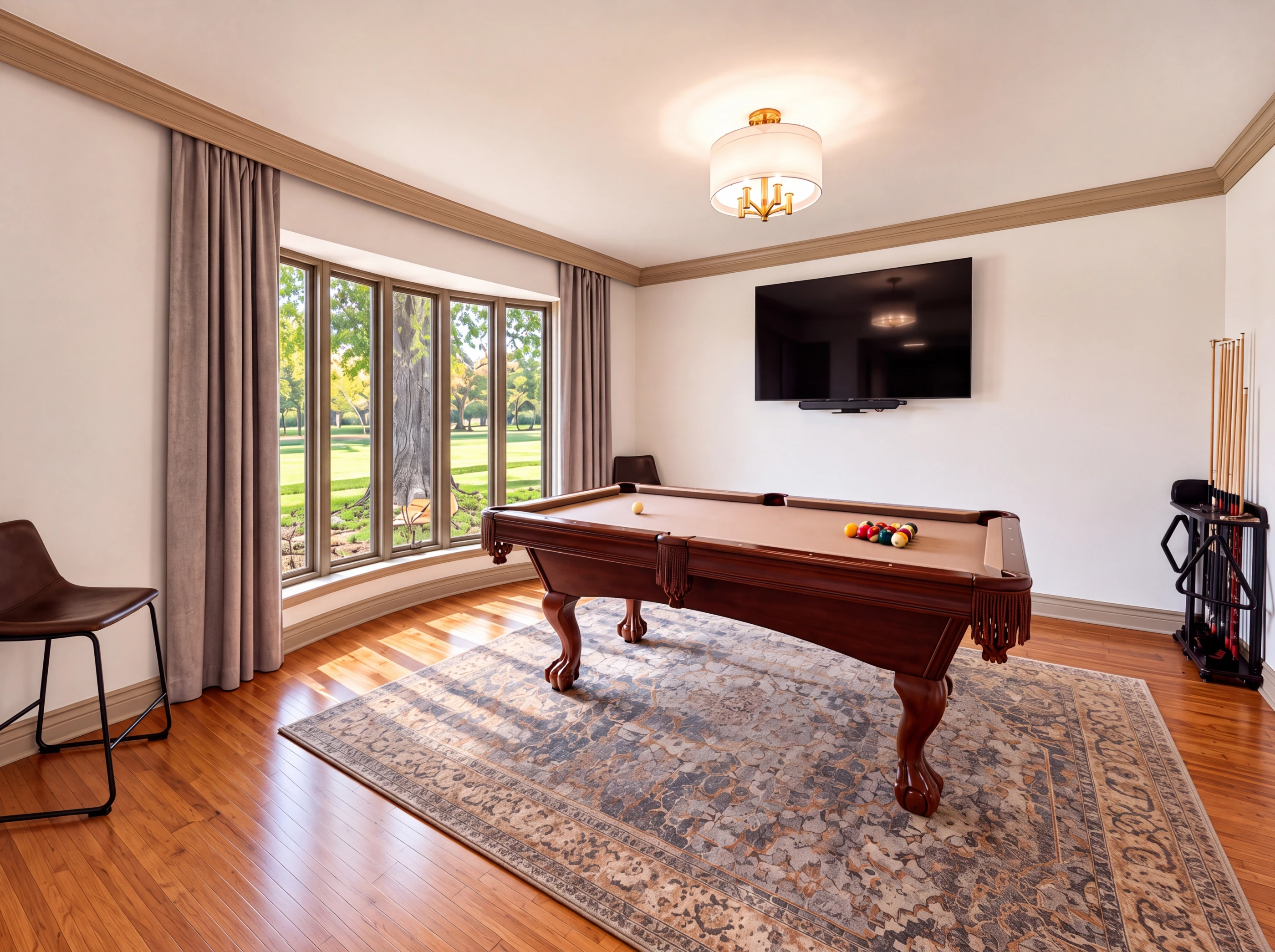 Formal living room set up as a game room