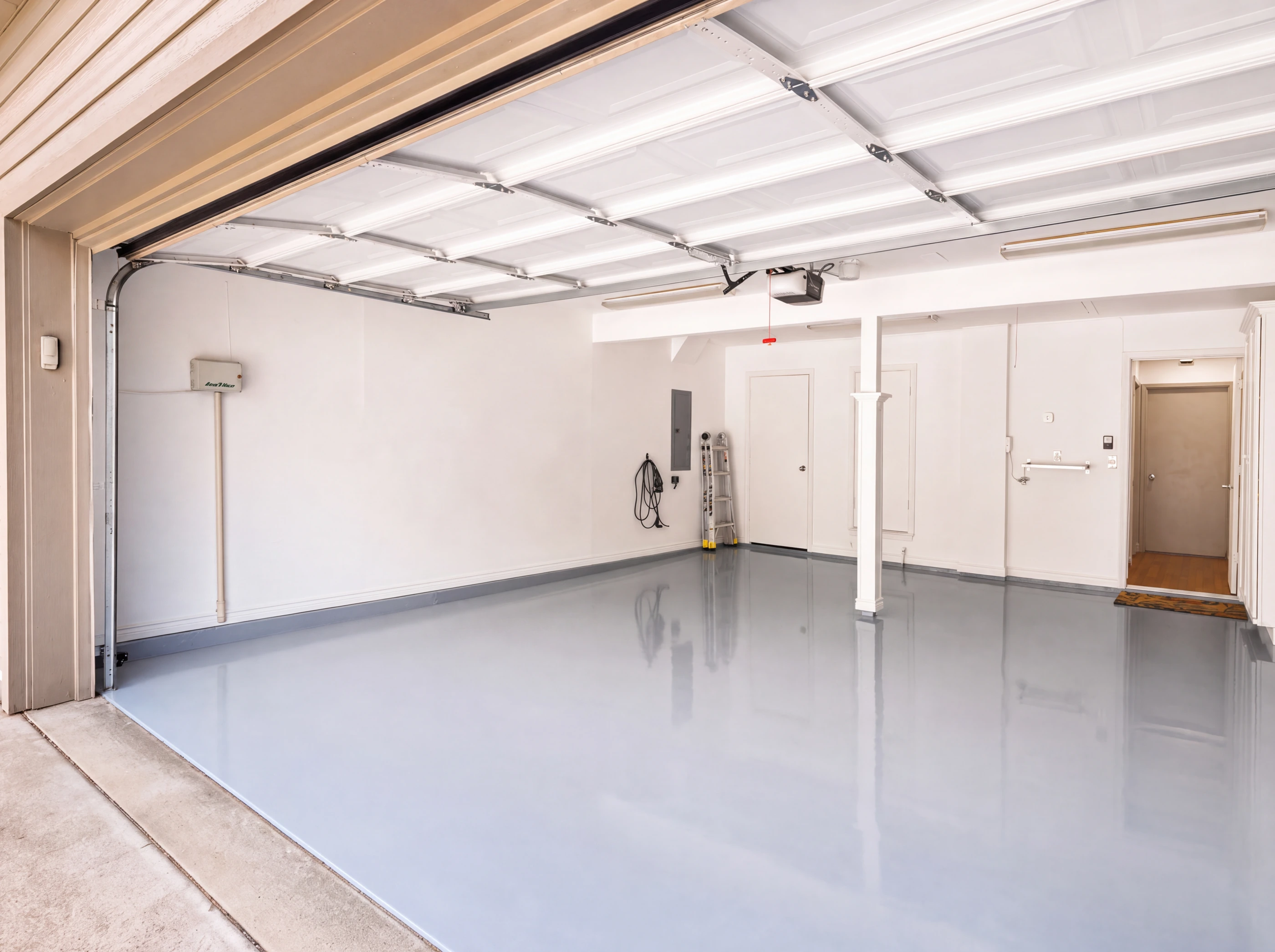 Garage with high-gloss epoxy floor